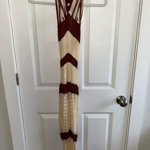 Striped Knit Maxi Dress in Cream and Brown